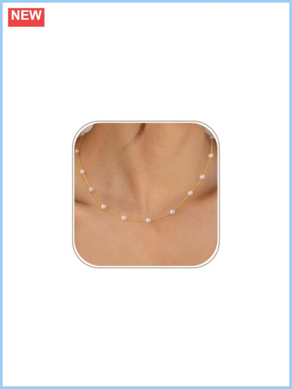 14K Gold Plated Pearl Choker Necklace 4mm Adjustable Wedding